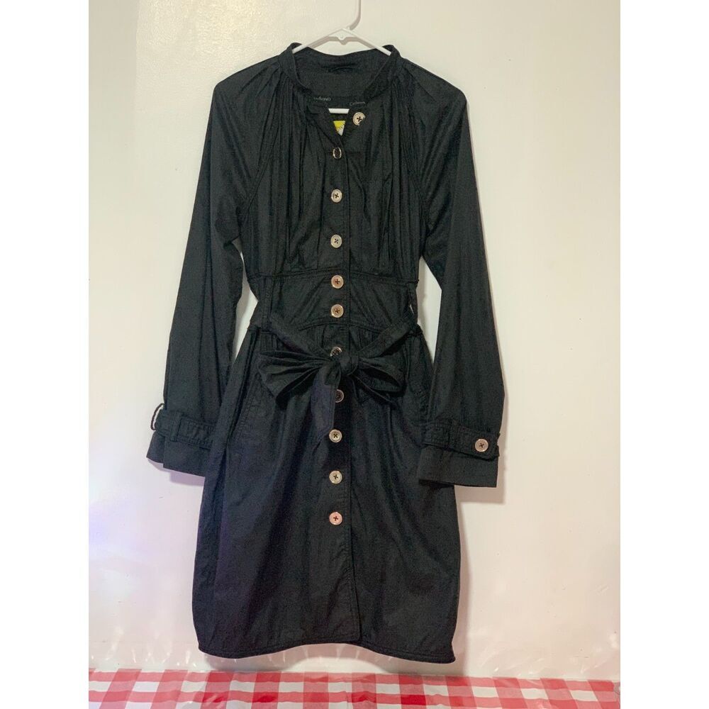 WOMEN'S Catherine Malandrino y2k black cotton and silk Trench coat pleatedSIZE P